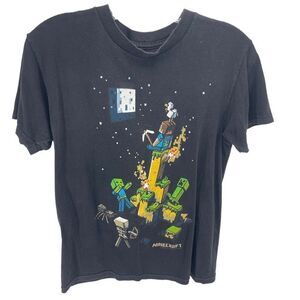 Minecraft Mojang Jinx Boys Graphic Print Short Sleeve 100% Cotton Black Small